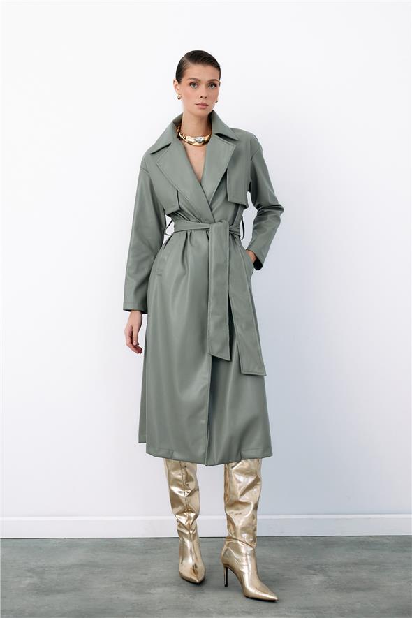 Kuşaklı Uzun Deri Trenç - Çağla Yeşili