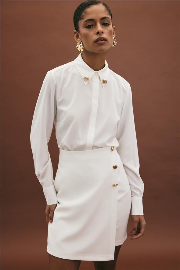 Lucy Mini Etek - Ekru