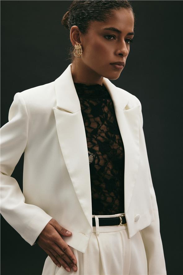 Luna Kısa Ceket - Ekru