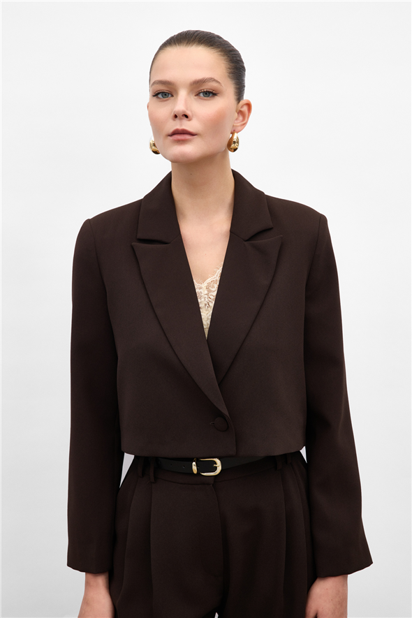 Luna Kısa Ceket - Kahve