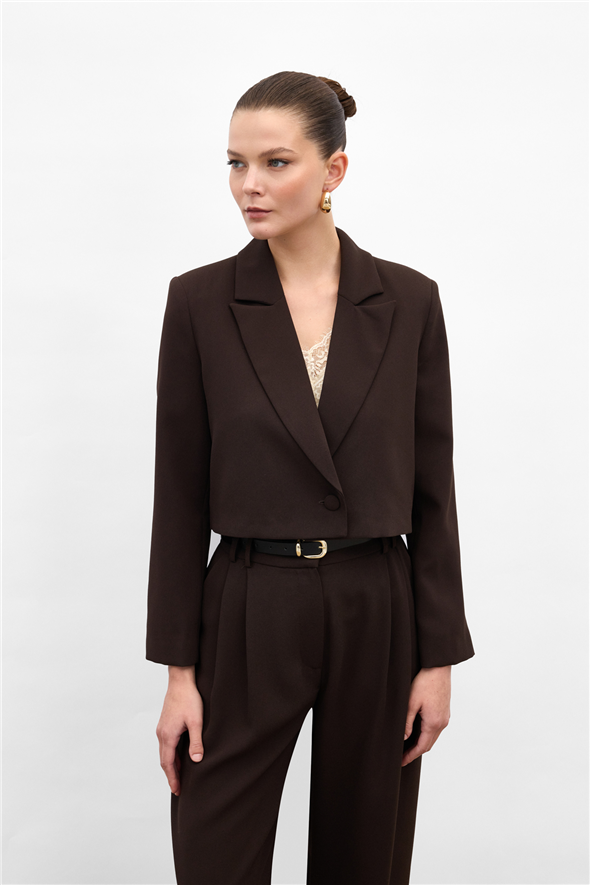 Luna Kısa Ceket - Kahve