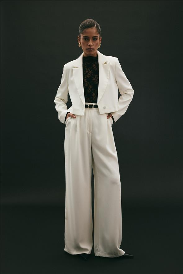 Luna Krep Pantolon - Ekru