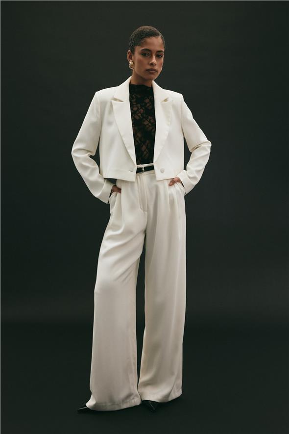 Luna Krep Pantolon - Ekru