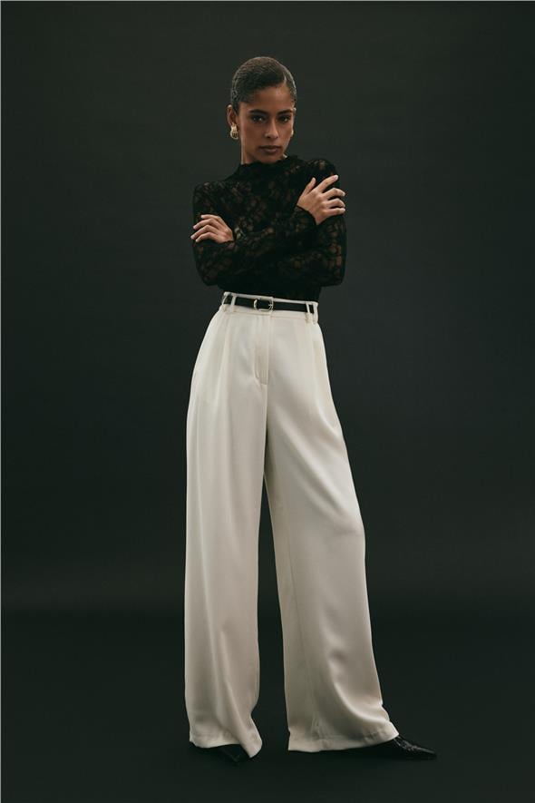 Luna Krep Pantolon - Ekru