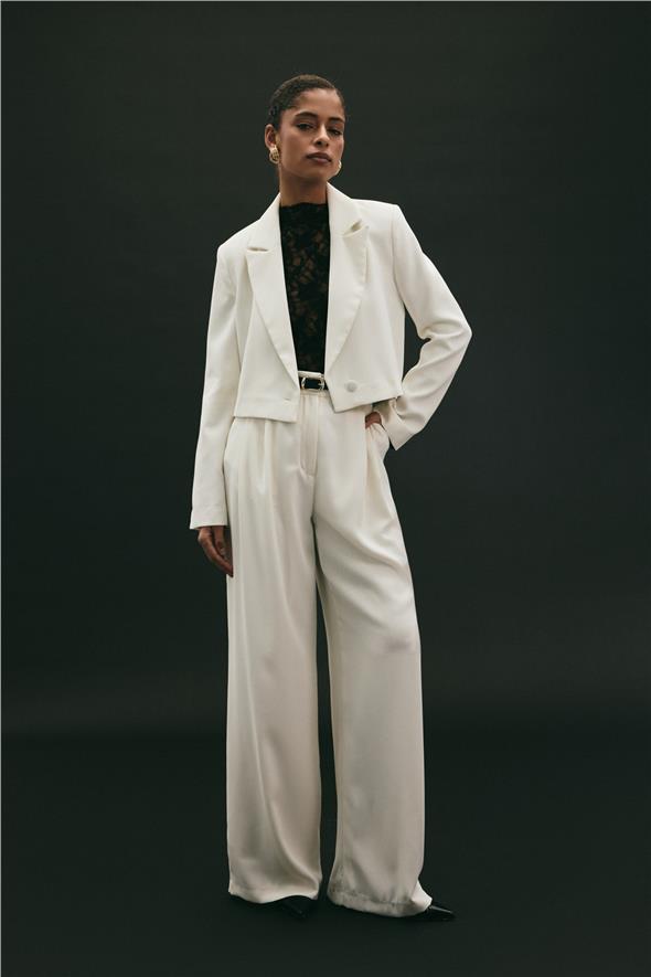 Luna Krep Pantolon - Ekru