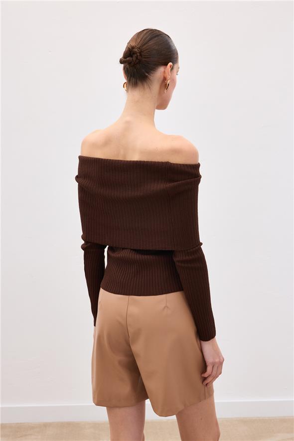 Madonna Yaka Triko - Kahve