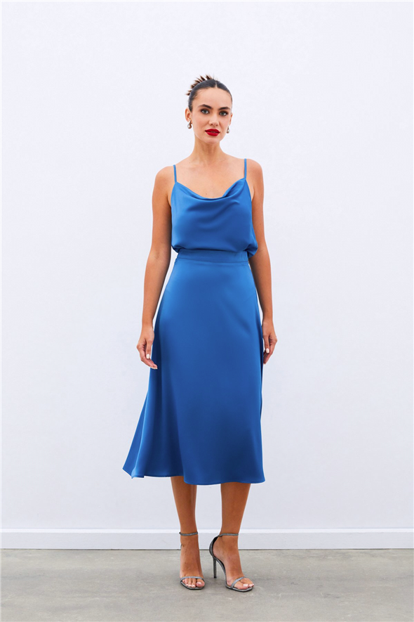 Midi Boy Saten Etek - İNDİGO