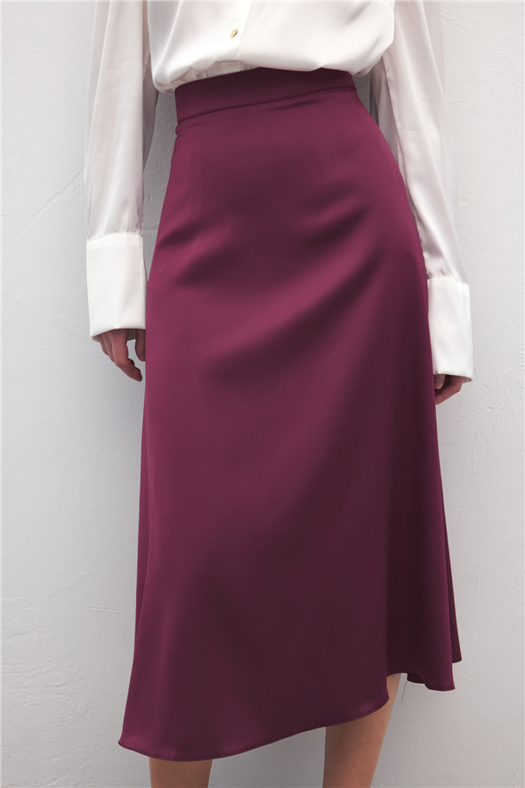 Midi Boy Saten Etek - Mürdüm