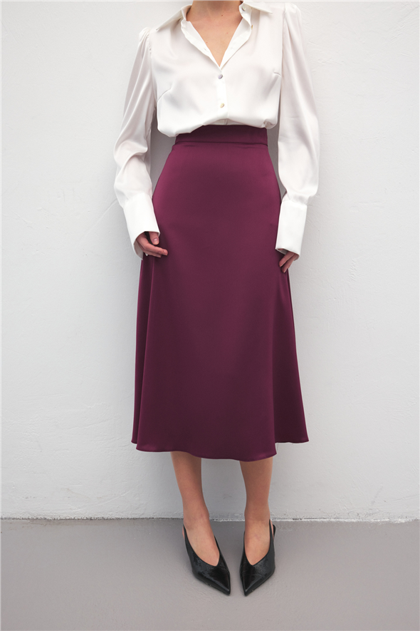 Midi Boy Saten Etek - Mürdüm