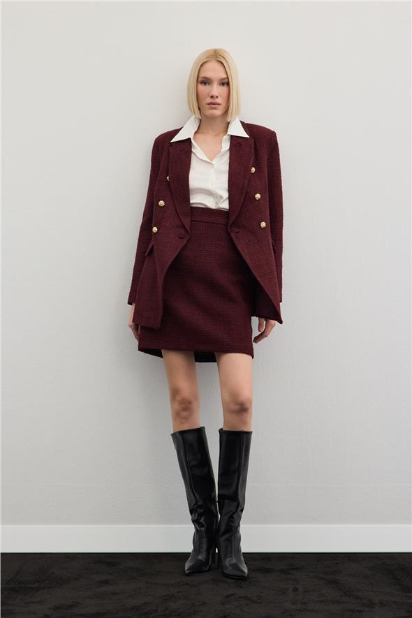 Mini Boy Tüvit Etek - Bordo