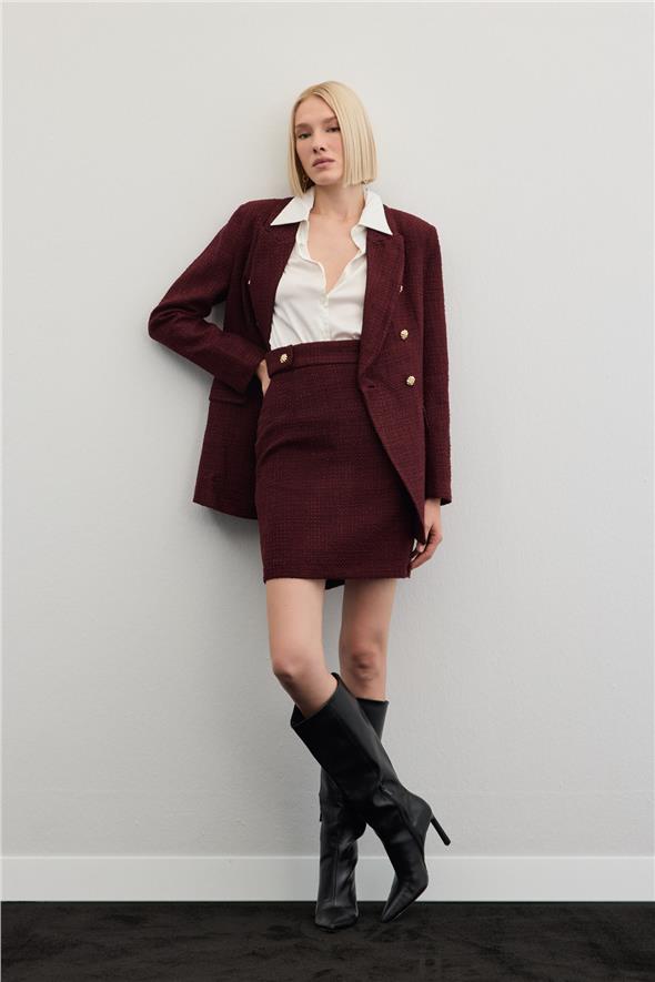 Mini Boy Tüvit Etek - Bordo