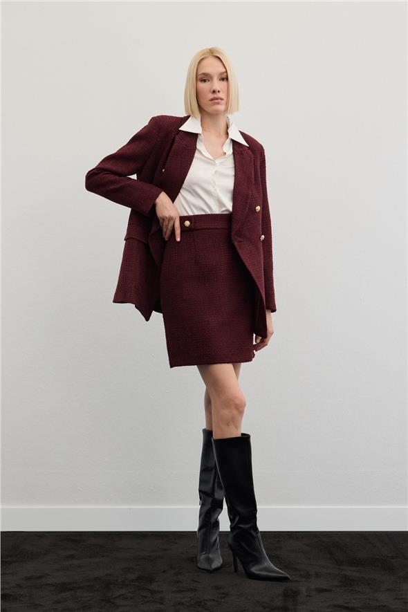 Mini Boy Tüvit Etek - Bordo