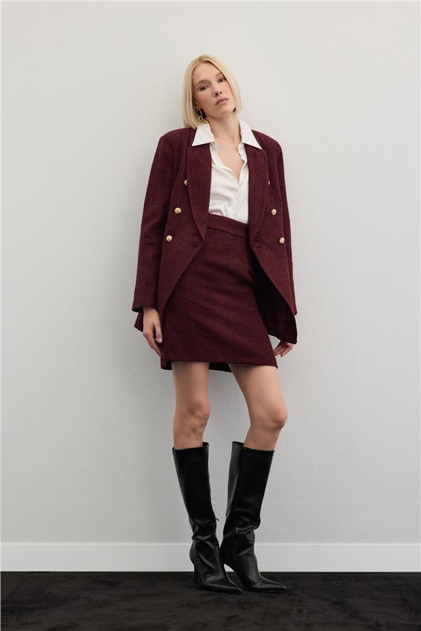 Mini Boy Tüvit Etek - Bordo