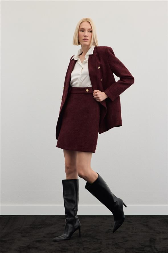 Mini Boy Tüvit Etek - Bordo