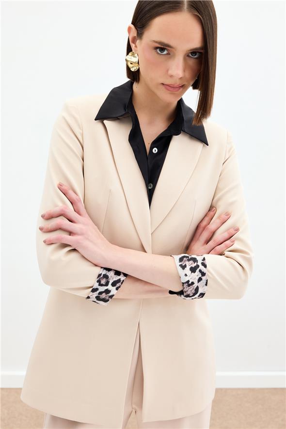 Mono Yaka Klasik Ceket - BEJ