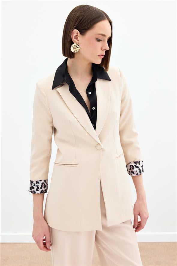 Mono Yaka Klasik Ceket - BEJ