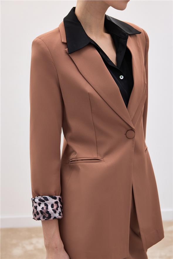 Mono Yaka Klasik Ceket - CAMEL