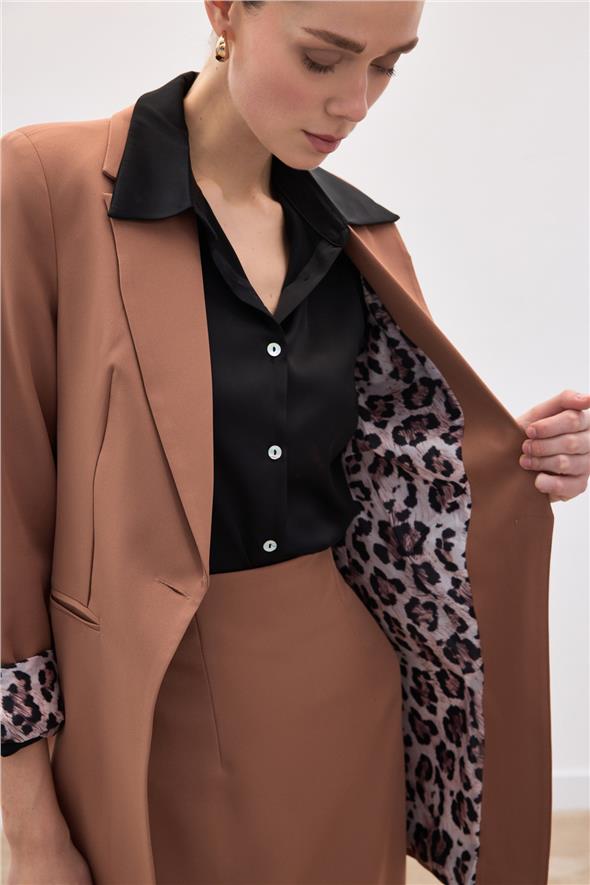 Mono Yaka Klasik Ceket - CAMEL