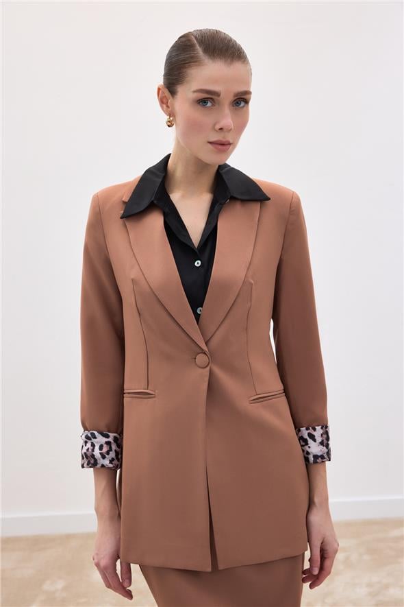 Mono Yaka Klasik Ceket - CAMEL