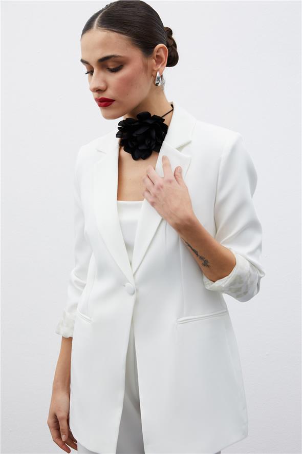 Mono Yaka Klasik Ceket - EKRU