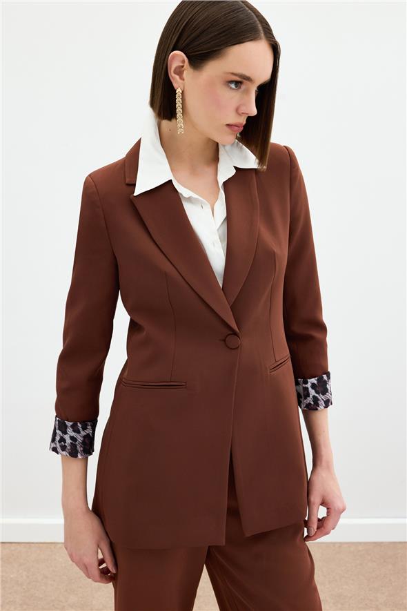 Mono Yaka Klasik Ceket - KAHVE