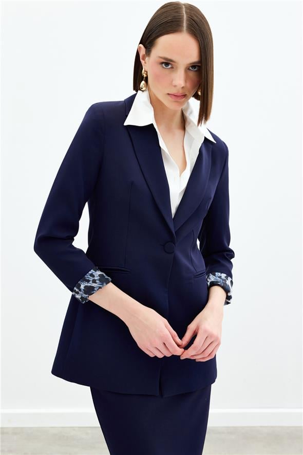 Mono Yaka Klasik Ceket - LACİVERT