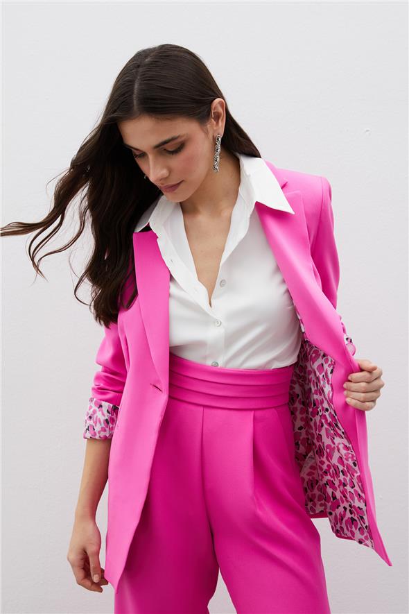 Mono Yaka Klasik Ceket - Pembe