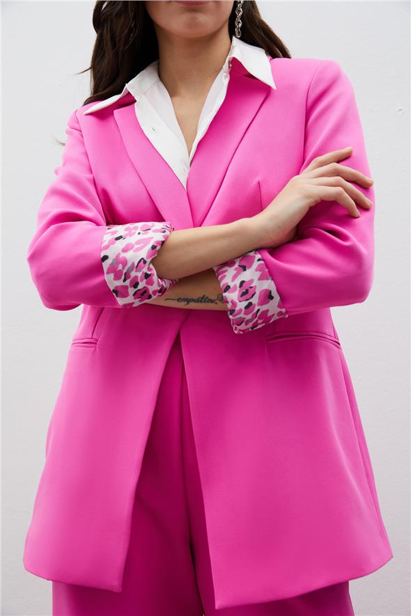 Mono Yaka Klasik Ceket - Pembe