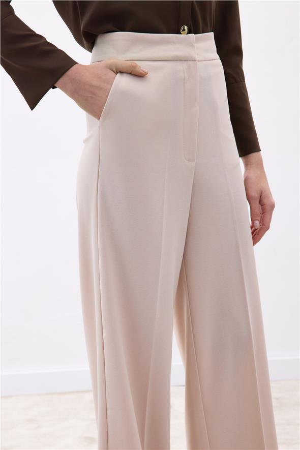 Palazzo Krep Pantolon - Taş