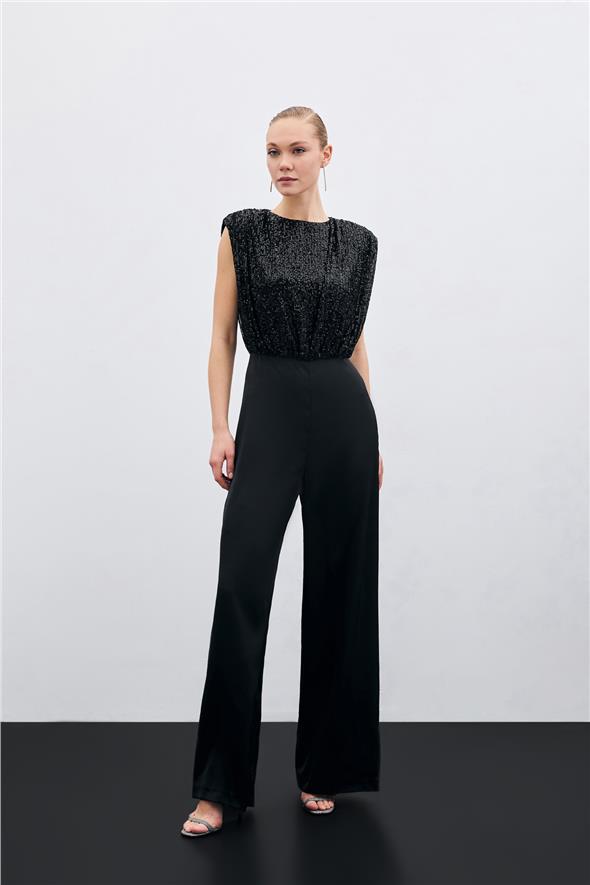 Payetli Saten Tulum - Siyah