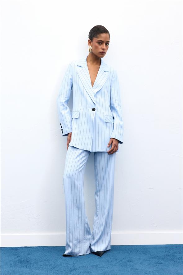 Rina Çizgili Pantolon - Bebe Mavi