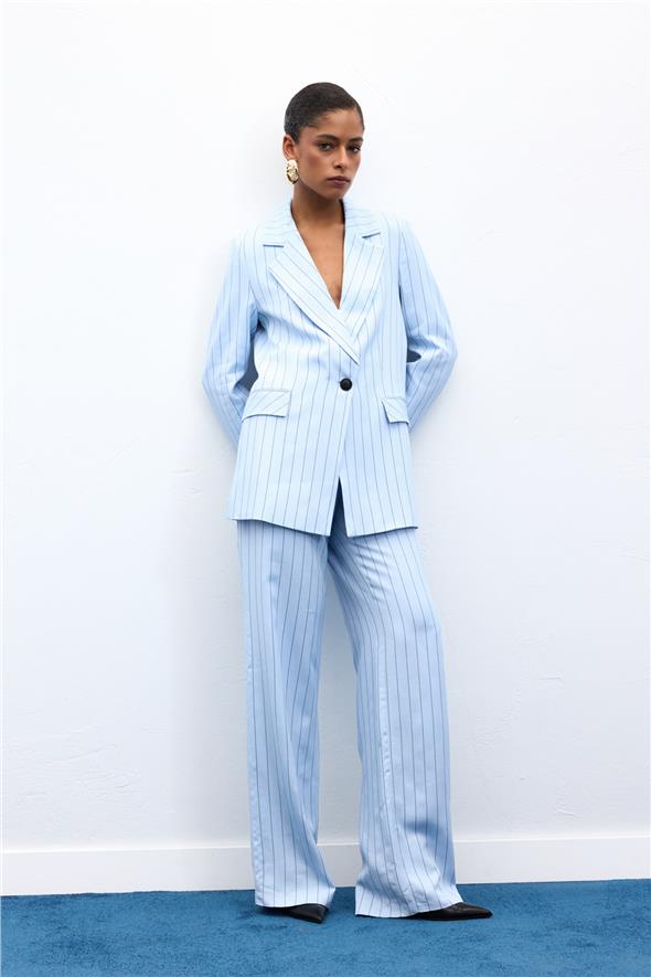 Rina Çizgili Pantolon - Bebe Mavi