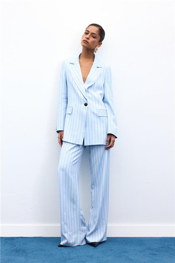 Rina Çizgili Pantolon - Bebe Mavi