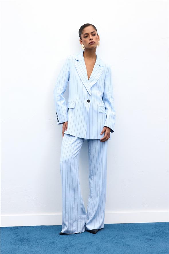 Rina Çizgili Pantolon - Bebe Mavi