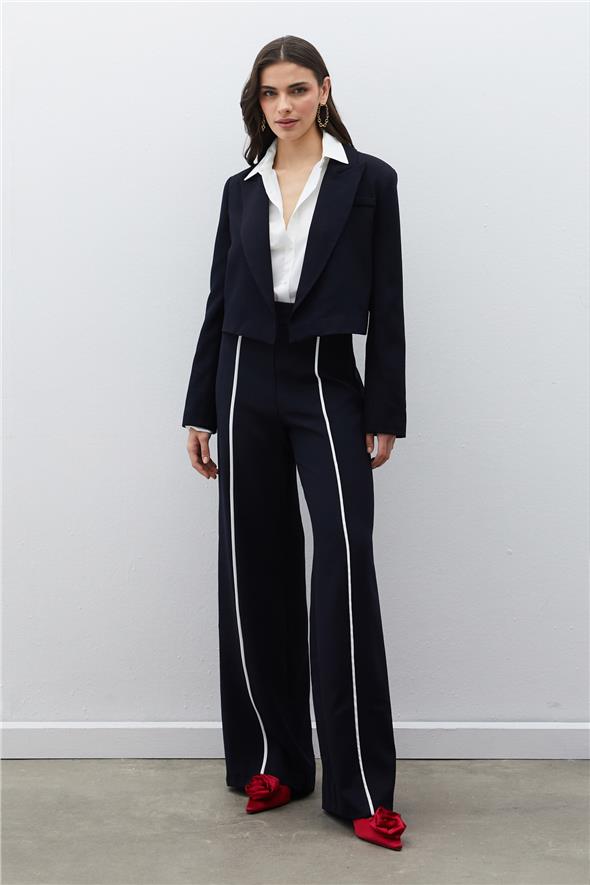 Şal Yaka Kısa Ceket - Lacivert