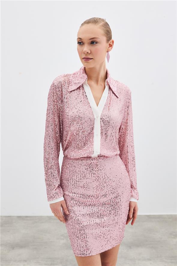 Salaş Payet Gömlek - Pudra