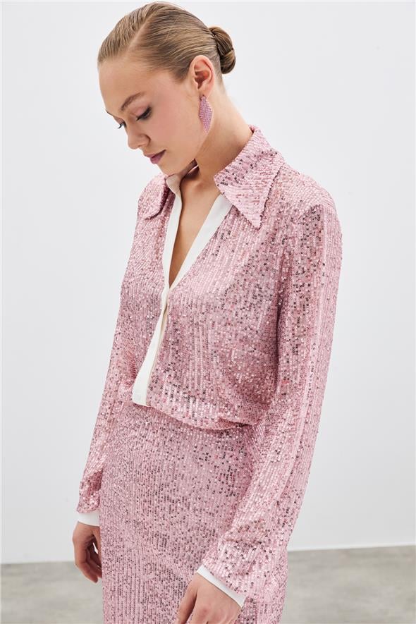 Salaş Payet Gömlek - Pudra