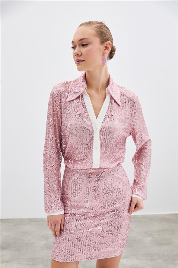 Salaş Payet Gömlek - Pudra