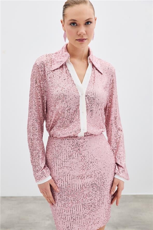 Salaş Payet Gömlek - Pudra