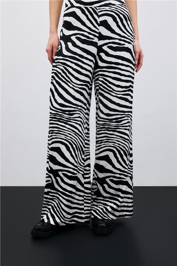 Salaş Zebra Desen Pantolon - Siyah
