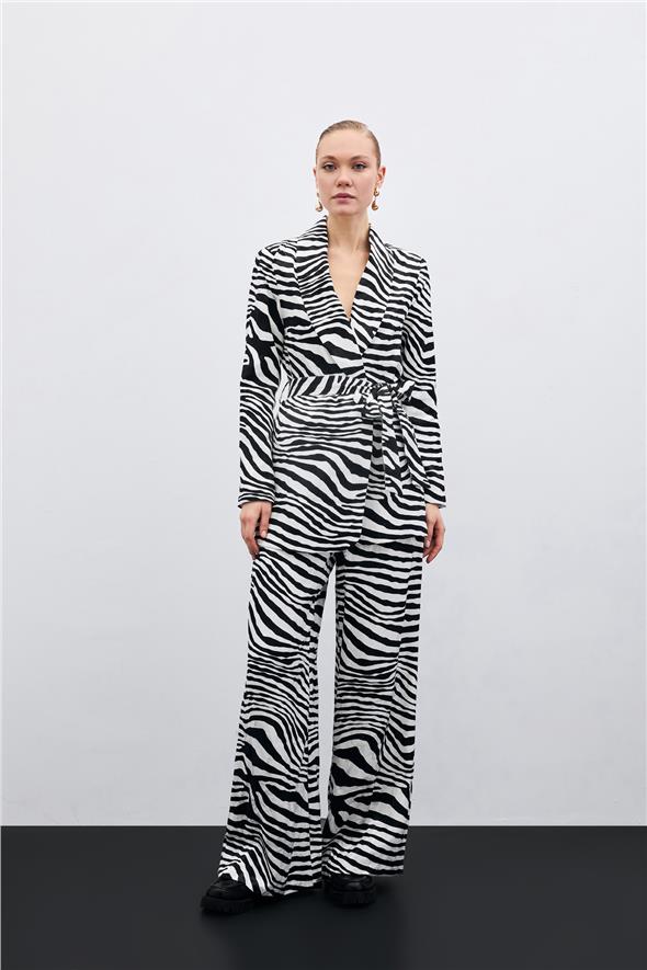 Salaş Zebra Desen Pantolon - Siyah