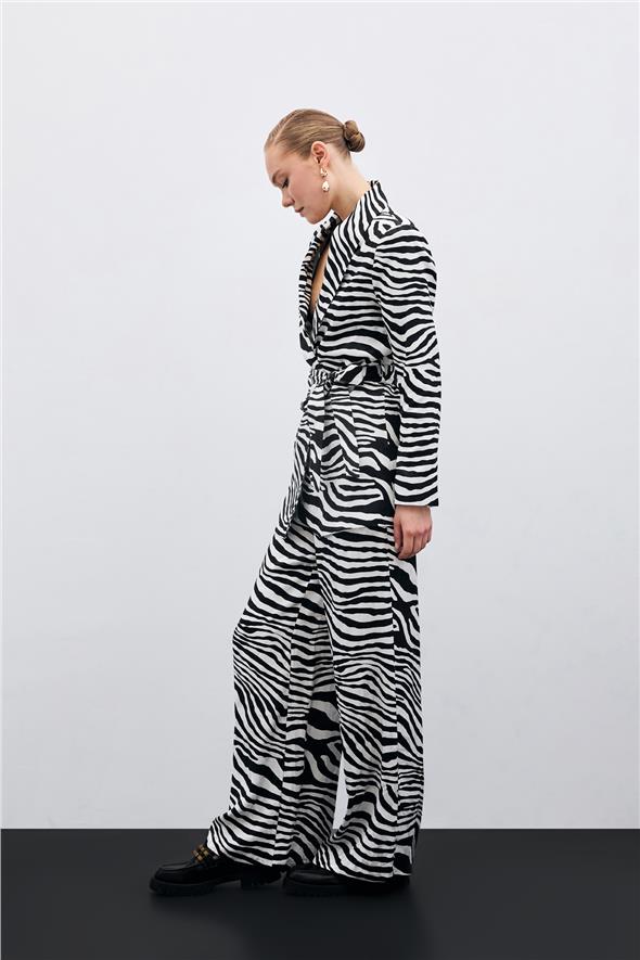 Salaş Zebra Desen Pantolon - Siyah
