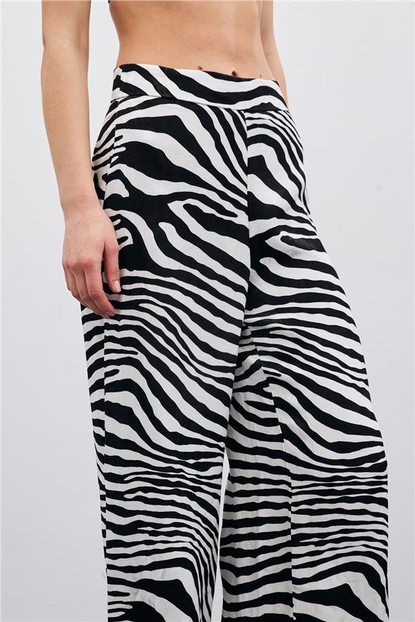 Salaş Zebra Desen Pantolon - Siyah