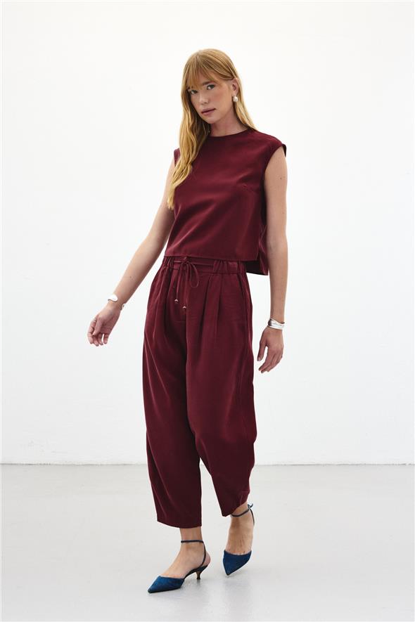 Şalvar Kesim Pantolon - Bordo