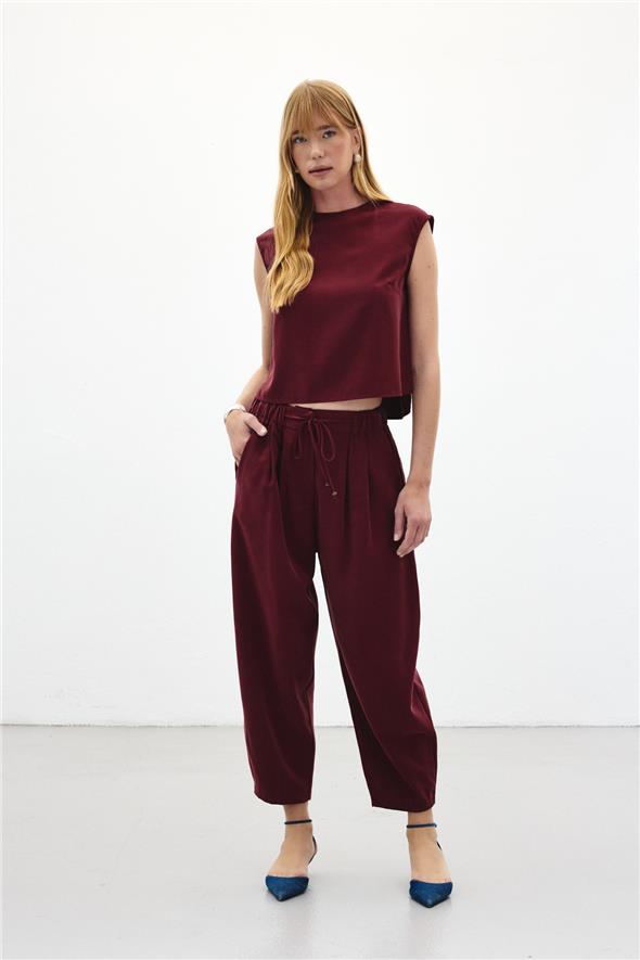 Şalvar Kesim Pantolon - Bordo