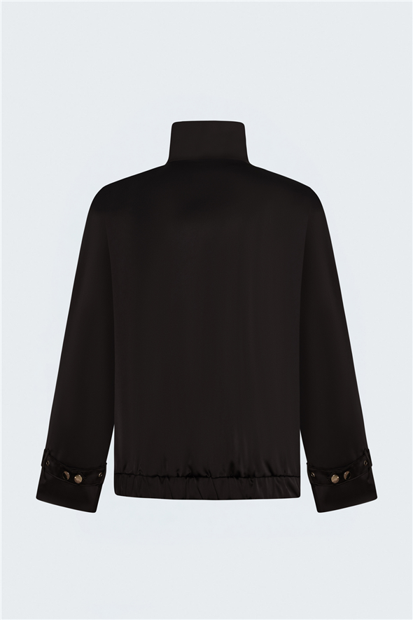 Saten Bomber Ceket - Kahve