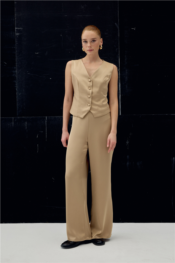 Saten Pantolon - Camel