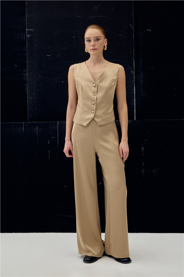 Saten Pantolon - Camel