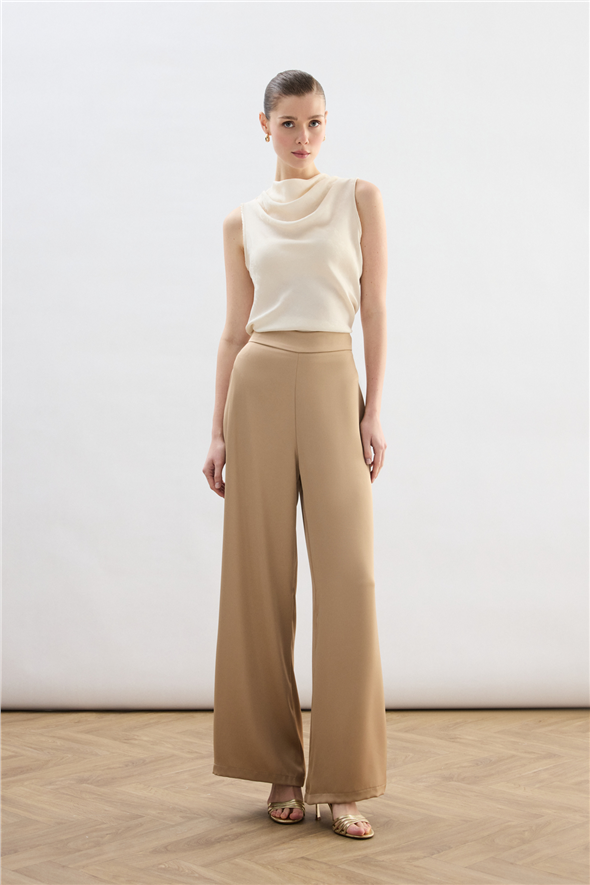 Saten Pantolon - Camel