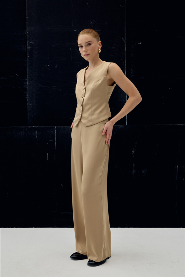 Saten Pantolon - Camel